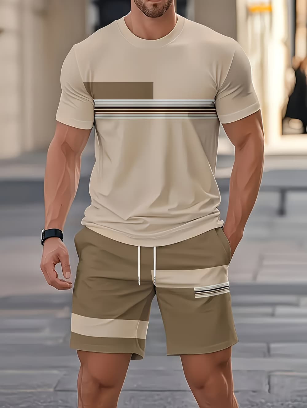 メンズサマーセット面白い3Dストライププリント半袖Tシャツ+ - Mens Fashion Ideas のレビューと価格