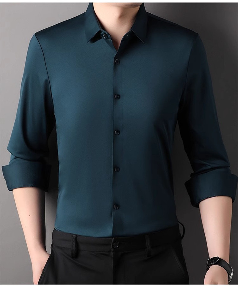 高伸縮性メンズドレスシャツ カジュアル無地ノンアイロン ソム - Dress Shirt Non-Iron のレビューと価格