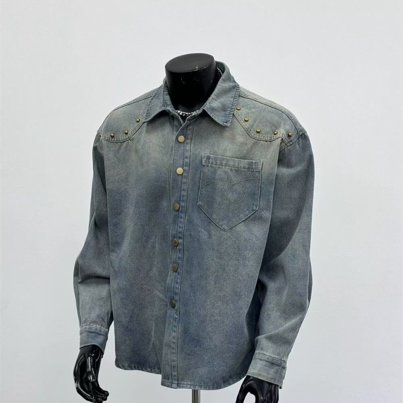 新作 春秋用 ウォッシュ加工 メンズ デニムシャツ 長袖 日 - Denim Jacket Vintage のレビューと価格