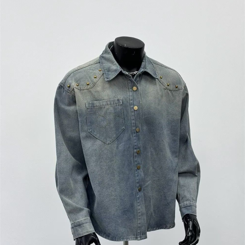 新作 春秋用 ウォッシュ加工 メンズ デニムシャツ 長袖 日 - Denim Jacket Vintage のレビューと価格