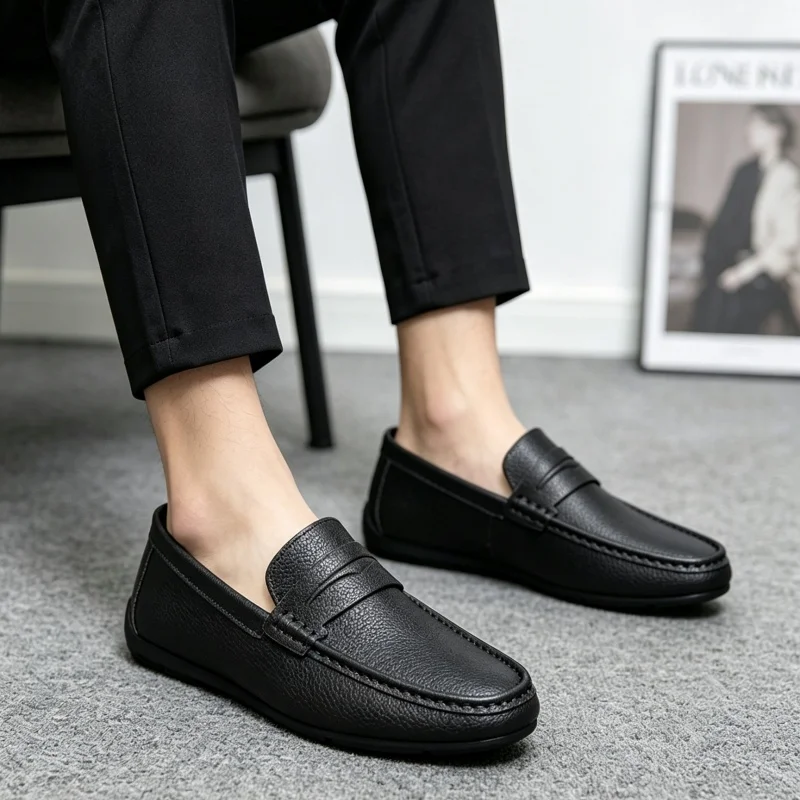 クラシックデザインのカジュアルシューズ男性用スリッポンシュー - Suede Loafers Men のレビューと価格