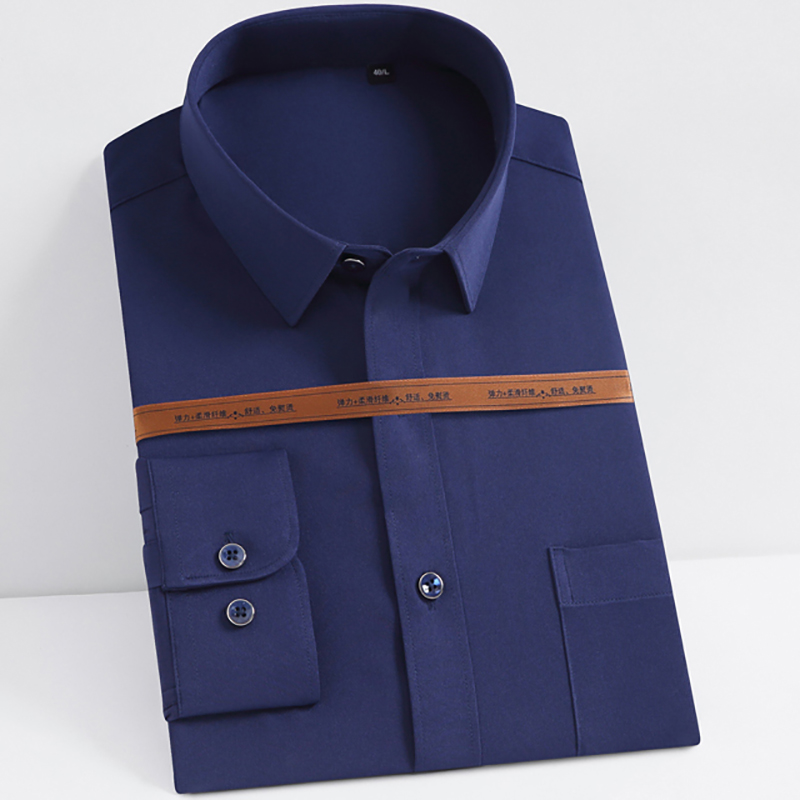 男性用長袖シャツ,伸縮性のあるしわ防止生地,無地,やや伸縮性 - Dress Shirt Non-Iron のレビューと価格