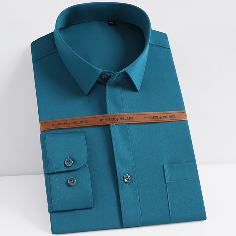 男性用長袖シャツ,伸縮性のあるしわ防止生地,無地,やや伸縮性 - Dress Shirt Non-Iron のレビューと価格